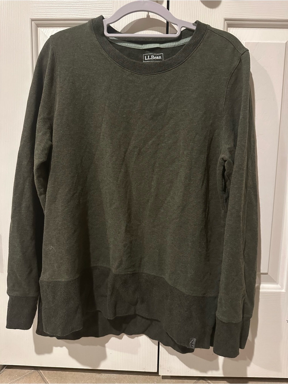 L.L. Bean Petite Women’s Olive Green Crewneck Sweater